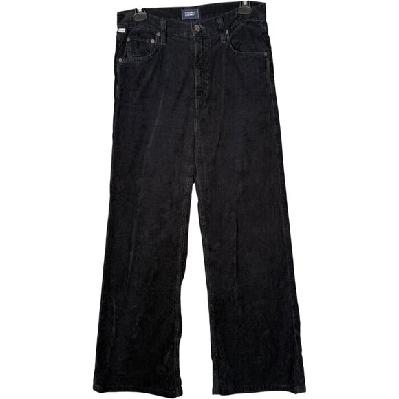 Citizens of Humanity Paloma High Rise Wide Leg Pants Black Corduroy 26 - Picture 1 of 10